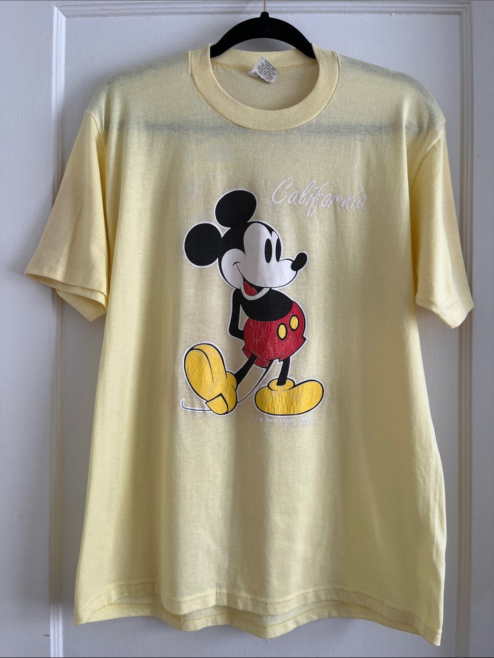 70s Vintage Single Stitch Yellow Mickey Mouse California Adult Size L T-Shirt